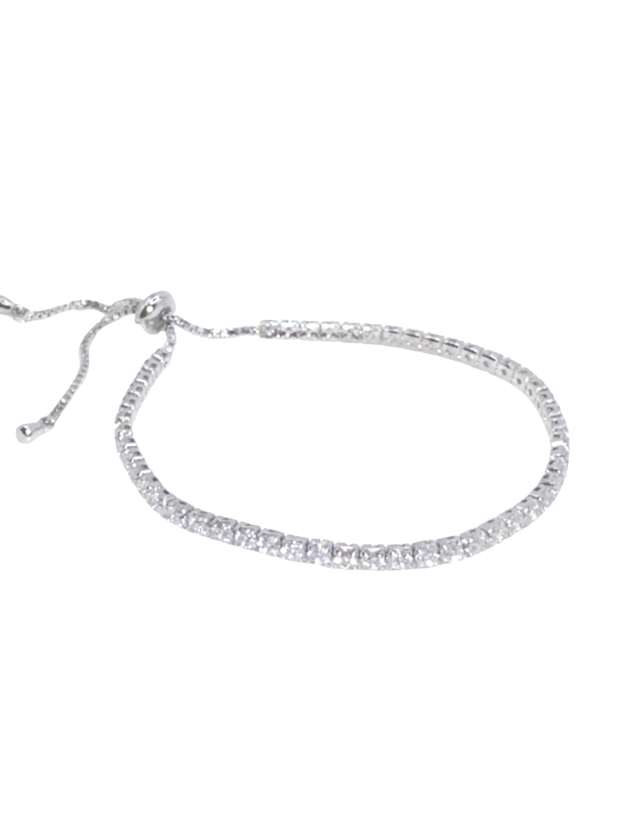 Sterling Silver Diamond Simulant Adjustable Tennis Bracelet Lindsey